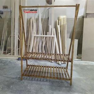 رگال لباس چوبی مدل دو طبقه