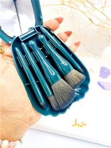 ست براش 5 تیکه باکس دار صدفی آینه دار  سبز و سرخابی