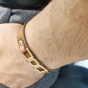 دستبند چرم پلاک استیل ،دستبند چرم درجه یک