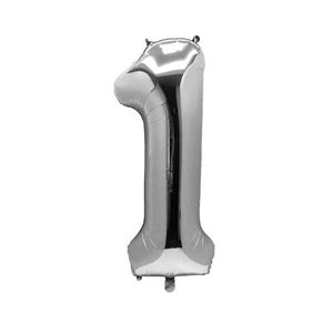 بادکنک فویلی عدد 1 هپی بری مدل SILVER