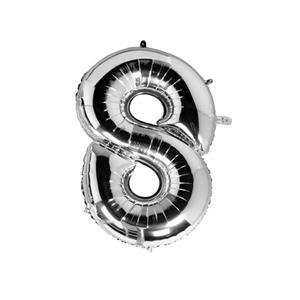 بادکنک فویلی عدد 8 هپی بری مدل silver