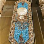 رومیزی رانر ترمه ابعادطرح افشار(50x150)آبی ف