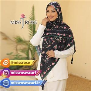 روسری نخی - قواره 140 - نرم و لطیف -  - برند میس رز طرح هلن