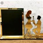 قاب عکس رومیزی عاشقانه با ابعاد اختیاری و روکش مولتی استایل آینه ای طلایی