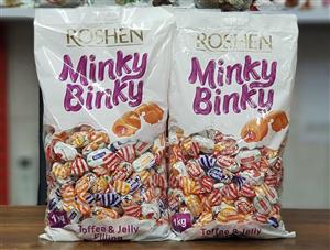 شکلات پذیرایی مینکی بینکی روشن با مغز ژله ای یک کیلویی minky binky