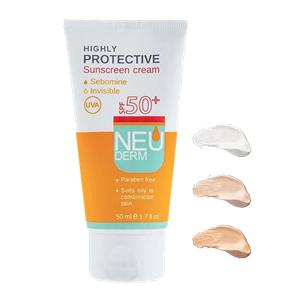 کرم ضد آفتاب نئودرم SPF50 رنگی مناسب پوست نرمال تا خشک 50 میل-بژ روشن Neuderm Tinted Sunscreen Cream 50ml