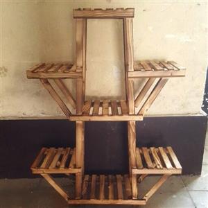 استند گل و گلدان چوبی