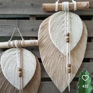دیوارکوب مکرومه برگ دار ،مهره دار، شیک و ساده  مناسب مدل مینا