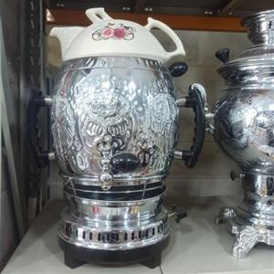 سماورگازی اپولون ساده و قلم 6لیتر سه تیکه سماور  و روگازی