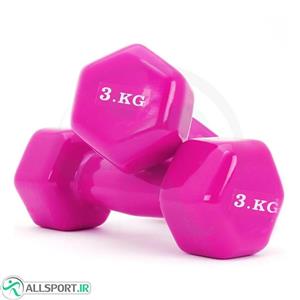 دمبل ایروبیک روکش‌دار 3 کیلوگرمی - دوتایی