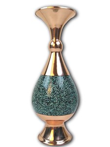 گلدان صراحی سایز 25 مس و فیروزه  استفاده شده از سنگ اصل نیشابور