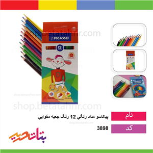مداد رنگی پیکاسو 12 رنگ جعبه مقوایی (طرح جدید)