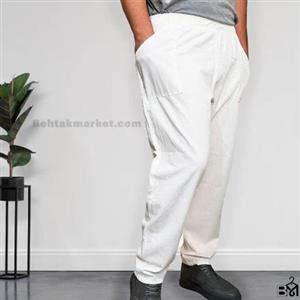 شلوار کتان نخ رنگ سفید مردانه کد 814