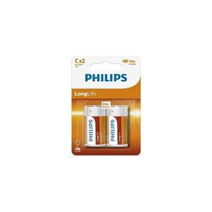 باتری C فیلیپس مدل Long Life Zinc Chloride R14 بسته 2 عددی Philips Battery Pack Of 