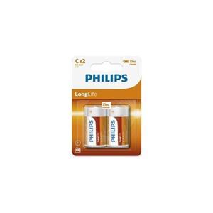 باتری C فیلیپس مدل Long Life Zinc Chloride R14 بسته 2 عددی Philips Battery Pack Of 