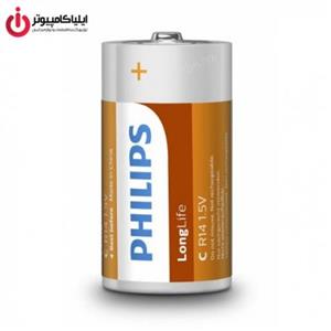 باتری C فیلیپس مدل Long Life Zinc Chloride R14 بسته 2 عددی Philips Battery Pack Of 