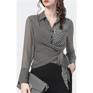 شومیز گره ای از دو پارچه متفاوت خاص و زیبا پارچه لنین