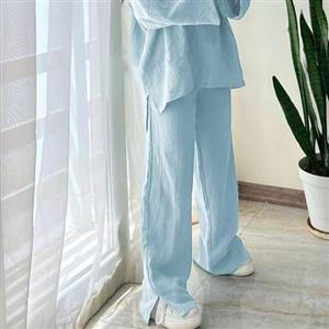 ست مانتو شلوار لینن زارا زنانه شلوار چاک دار مانت. یقه دار 