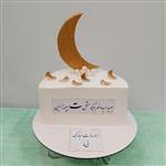 کیک تولد خونگی با دیزاین و تم ماه با تزئینات فوندانت به وزن 1350 کیلوگرم ( فیلینگ نوتلا و موز و گردو)