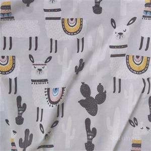 تریکو کشی یکرو پنبه ترکیبی لاکرا طرح کاکتوس و لاما