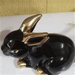 مجسمه خرگوش مشکی طلایی چینی خارجی جهت دکورمنزل شمادرپذیرایی