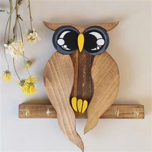 جاکلیدی دیواری چوبی طرح جغد شاخدار  کد 002