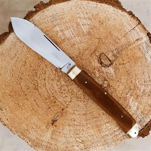 چاقو تاشو علی زنجان با تیغه فولاد فنر آینه ای و دسته کائوچی با 