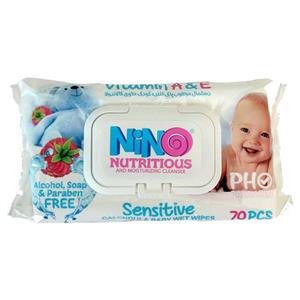 دستمال مرطوب پاک کننده کودک نینو حاوی کالاندولا 70 عددی Nino Cleanser Baby Wipes 70 pcs
