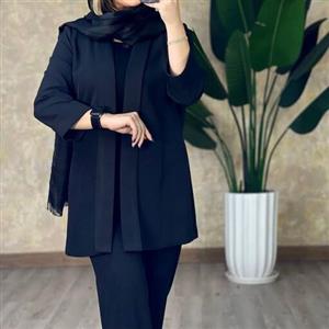 مانتو کتی مشکی کت زنانه جلو باز کوتاه مجلسی ساده شیک بدون دکمه یقه دار سیاه  فری سایز