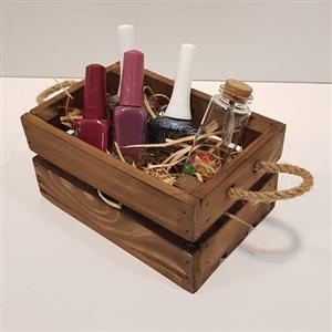 جعبه چوبی مینی دسته طنابی رنگ قهوه ای  (خرید مستقیم از تولید کننده)