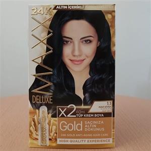 رنگ مو مکس دلوکس  آبی مشکی  Maxx Deluxe Golden 1.1 Blue Black 24K Al