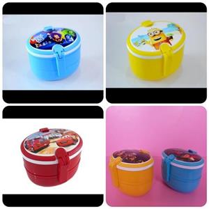 ظرف غذا سه طبقه بیضی طرح دار همراه با قاشق و چنگال قفل دار مارک کارا جنس عالی