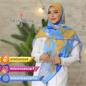 روسری نخی - قواره 140 - نرم و لطیف -  - برند میس رز طرح گلفام