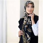 روسری مشکی ابریشم نوبل (دور دست دوز)