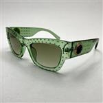 عینک آفتابی ورساچه VERSACE فول نگین کاری شده سبز شفاف به همراه کاور پارچه ای و دستمال مخصوص