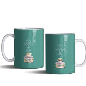 لیوان (ماگ) انگیزشی با متن ALL YOU NEED ARE BOOKS AND TEA.