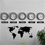 بسته دکور دیواری:ساعت فارکس نقشه جهان