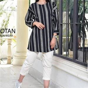 تونیک زنانه کراش راه راه جلو بسته ()