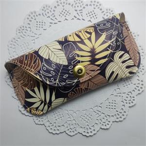 کیف عینک چرمی برگ های پاییزی با چرم مصنوعی فانتزی