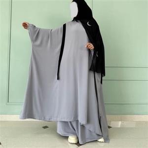 مانتو عبایی جلو بسته استین چین دار