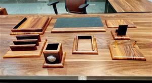 ست رومیزی چرم 8 تکه اداری مدیریتی - مشکی چرم - کد 902 DS