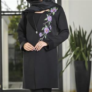 مانتو مجلسی مزون دوز  کرپ مدل آرنیکا رنگ بنفش برند SET