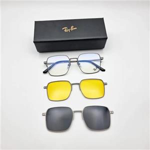 عینک طبی مگنتی  بلوکات با دو کاور آفتابی یووی پولاریزه استیل تیتانیوم سبک و نشکن  رای بن Ray Ban کد 7013