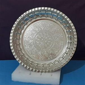 سینی لبه بلند  مسی کنگره دار  داخل نقره ای بیرون مسی  نانو شده سایز2