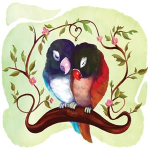 استیکر دیواری صالسو آرت طرح birds in love hk 