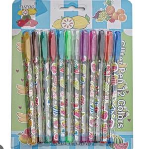 خودکار اکلیلی 12 رنگ بدنه شفاف خودکار اکلیلی 12 عددی