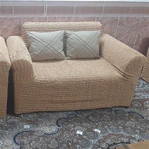 کاور پارچه ای فری سایز پفکی ساده مبل راحتی 2 نفره