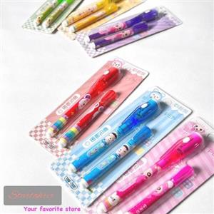 ست خودکار جوهر نامرئی چراغ دار و یدک طرح حیوانات کد YXB-2010