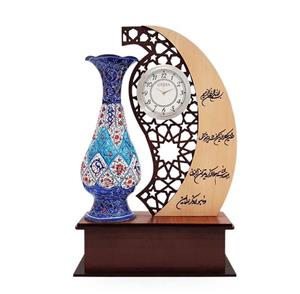 تندیس گلدان مینا کاری ساعت دار