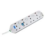 DAIYO DE294 4 WAY ELEGANT SOCKET STRIP WITH SURGE PROTECTOR 3M 